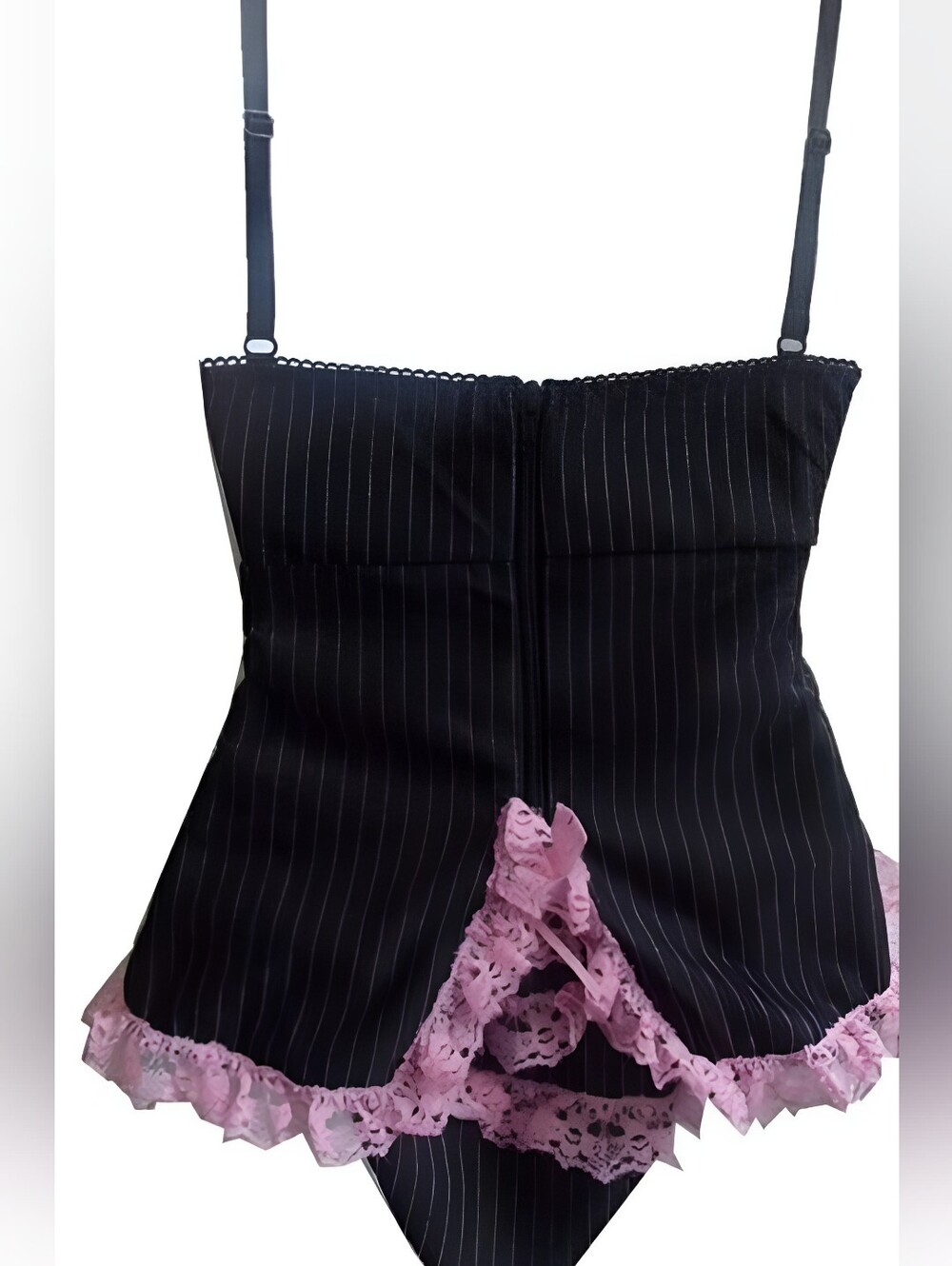 Black & Pink Lace Two-Piece Babydoll Leg Avenue Size S/M - Picture 6 of 6